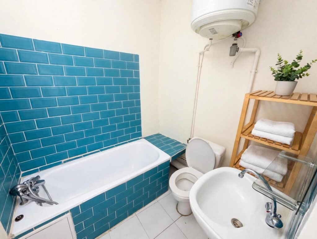 Salle de bains avec baignoire – studio à vendre dans l’Écusson à Montpellier