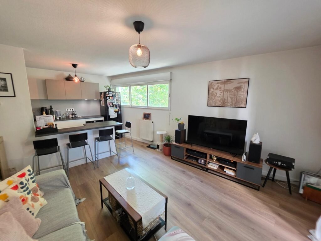 Séjour lumineux et cuisine ouverte – T2 de 46 m² à La Lironde, Montpellier